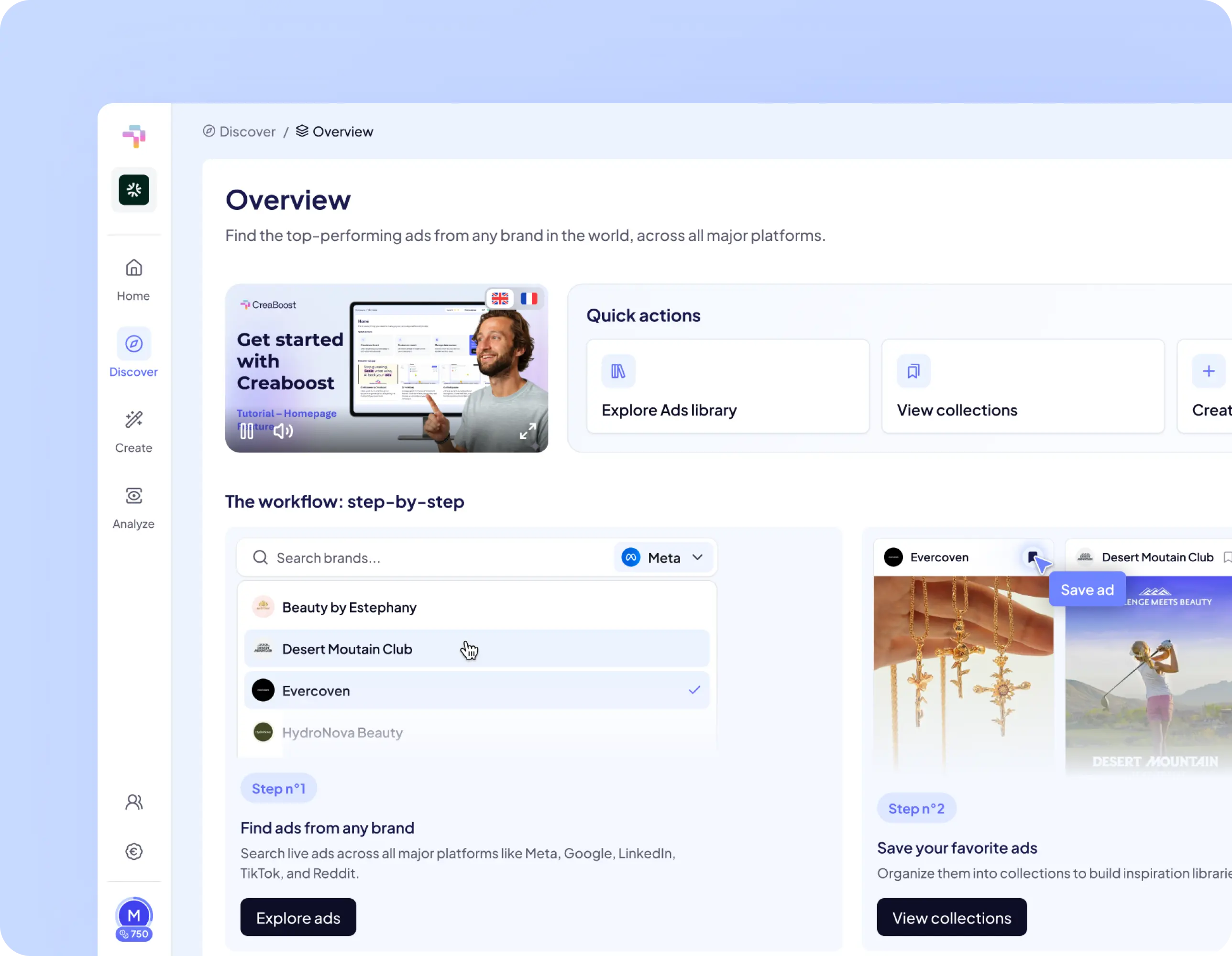 Creaboost homepage