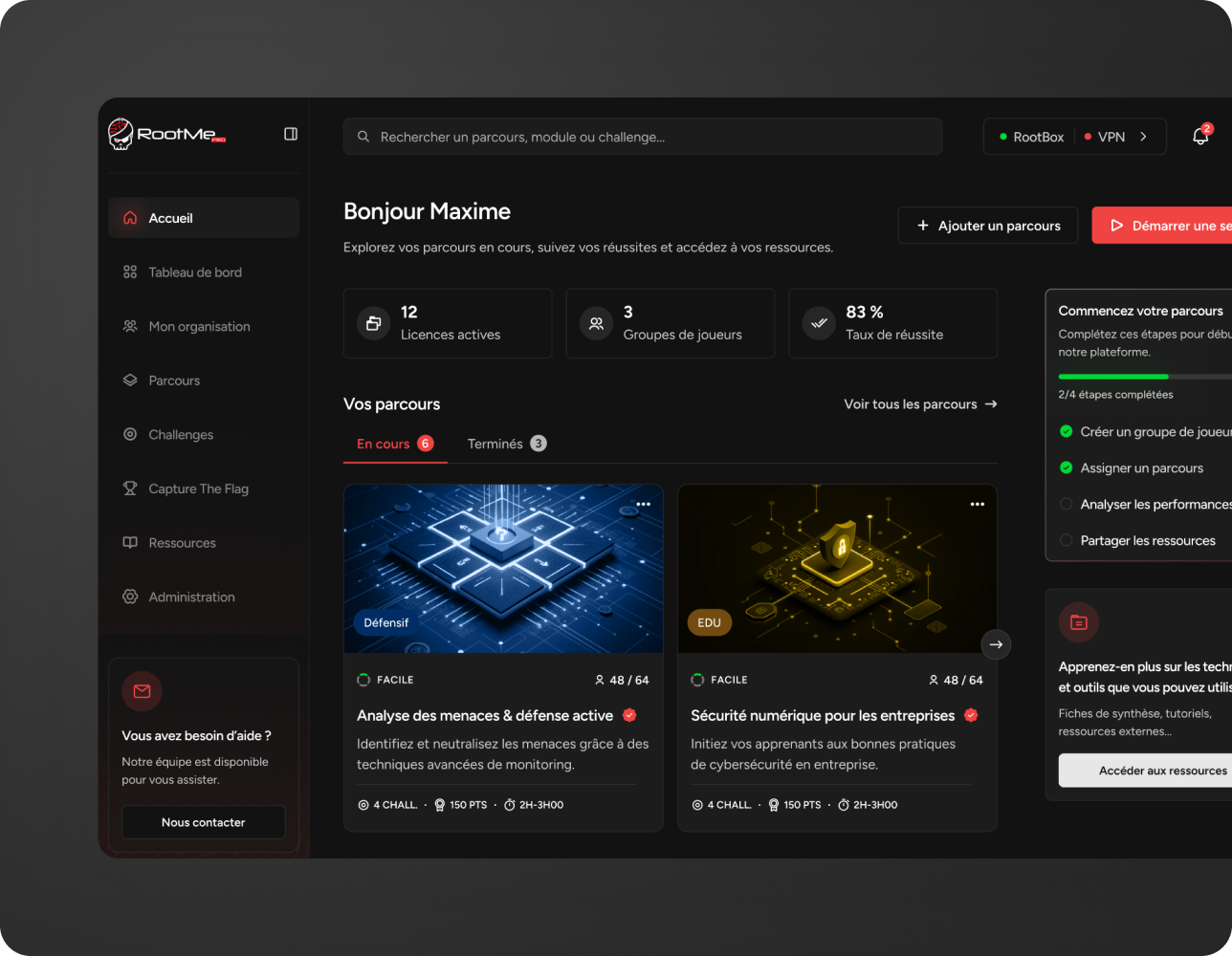 Rootme Pro homepage